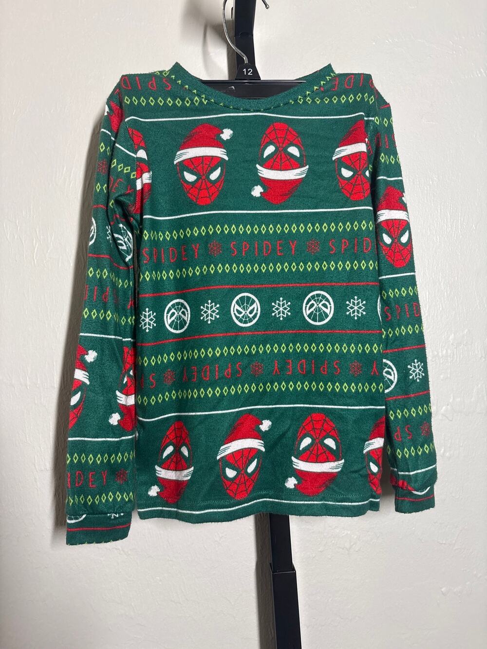 Marvel Kids Boys 8 Spiderman Fair Isle Pajama Spidey Christmas Holiday Pjs Green
